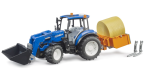New Holland T5.120 mit Frontlader, Ladekasten, Gabeln und Rundballen